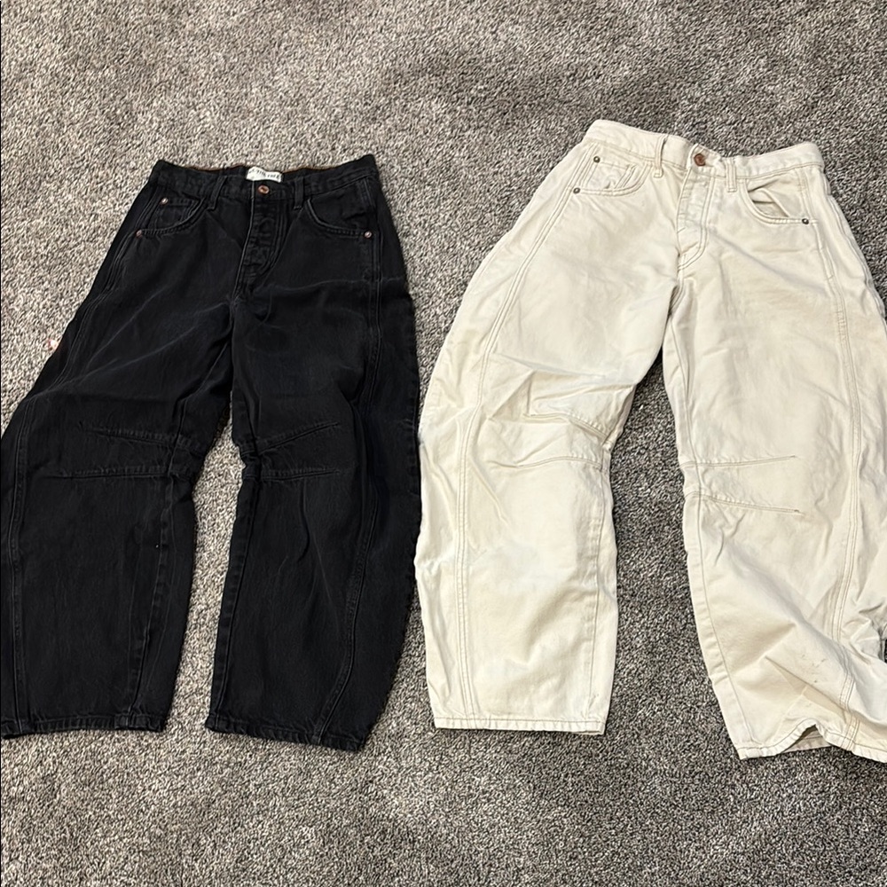 2 PAIR BUNDLE BARREL JEANS FREE PEOPLE WE THE FREE